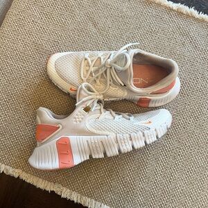 White and Orange Athletic Sneakers